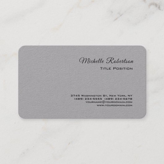 Ronde hoek grijze, moderne, minimalistische profes visitekaartje (Voorkant)