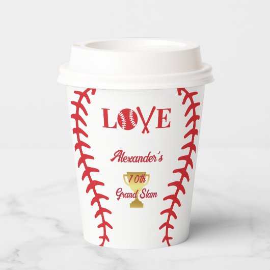 Ronde honkbal spel thema Kind tiener verjaardagsfe Papieren Bekers (Achterkant)