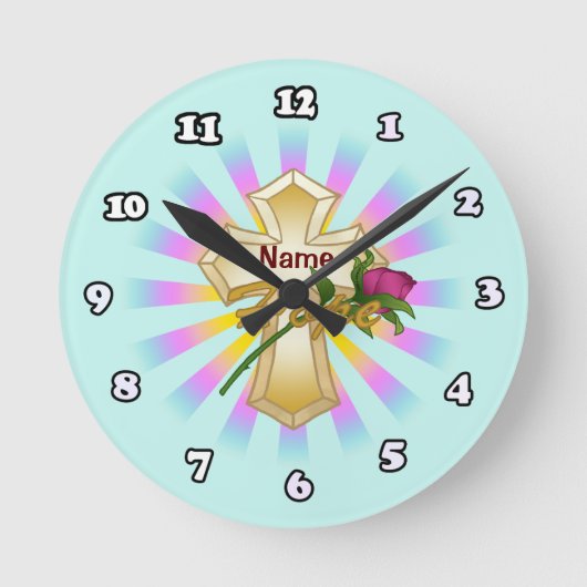 Ronde Hope Rose Christian Cross horloge (Recto)