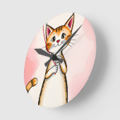 Ronde Horloge à chat (Angle)