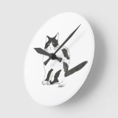 Ronde Horloge à chat noir et blanc (Angle)