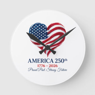Ronde Horloge à cœur avec drapeau pour le 250e anniversa