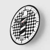 Ronde Horloge À damiers Barberpole (Angle)