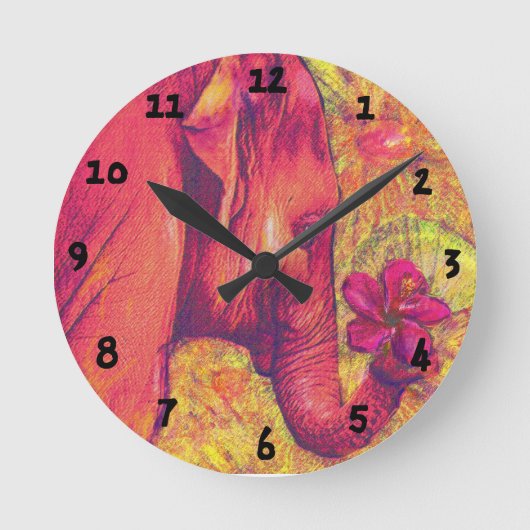 Ronde horloge à éléphant rose (Recto)