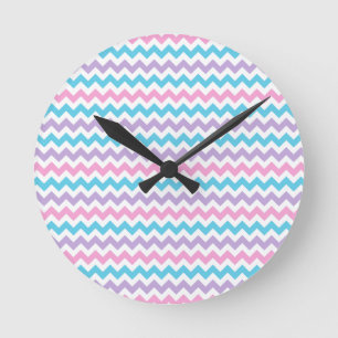 Ronde Horloge À Mur Rond, Turquoise, Rose, Mauve, Blanc 