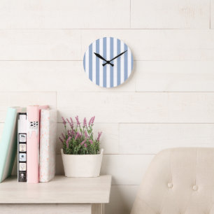 Ronde Horloge à rayures bleues et blanches