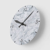 Ronde Horloge à texture de marbre blanc (Angle)