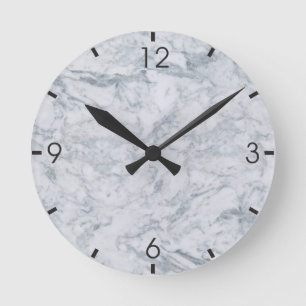 Ronde Horloge à texture de marbre blanc
