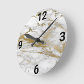 Ronde HORLOGE Abstrait MUR or blanc inspiré du marbre (Angle)