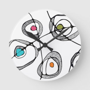 Ronde Horloge art moderne cercles blancs tourbillons
