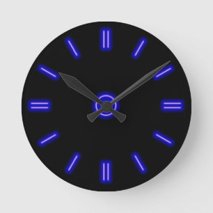 Ronde Horloge au néon bleue