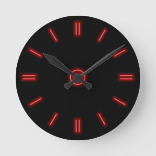 Ronde Horloge au néon rouge