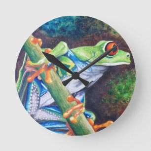 Ronde Horloge aux yeux rouges de grenouille