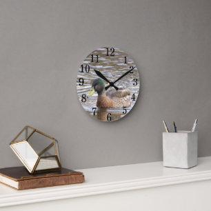 Ronde Horloge avec photo de canard colvert