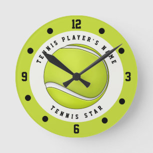 Ronde Horloge Balle de Tennis Joueur de Tennis Nom Perso
