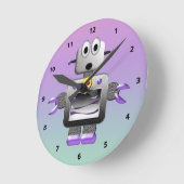 Ronde Horloge bleu et violet du robot mignon (Angle)