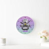 Ronde Horloge bleu et violet du robot mignon (Maison)