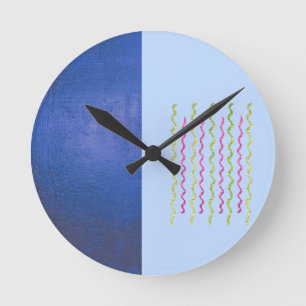 Ronde Horloge bleue à deux tons minimaliste