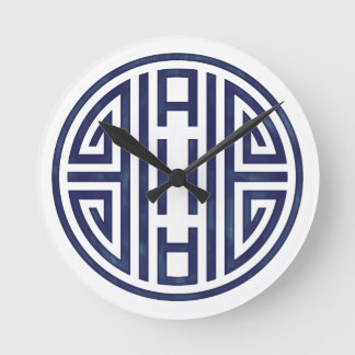 Ronde Horloge bleue et blanche coréenne