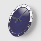 Ronde Horloge bleue foncée et murale blanche (Angle)