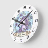 Ronde horloge Blue Daisy Unicorn (Angle)