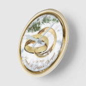 Ronde Horloge cadeau Mariage de Noël blanc (Angle)