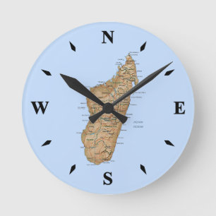 Ronde Horloge Carte Madagascar