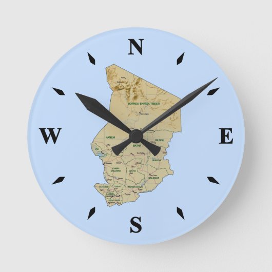 Ronde Horloge Carte Tchad (Recto)