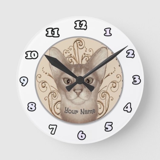 Ronde Horloge Chat Abyssin (Recto)