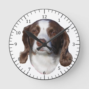 Ronde Horloge Chien Brown et Blanc