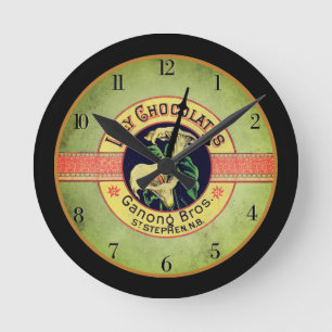 Ronde Horloge chocolat Art nouveau