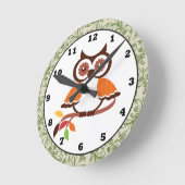 Ronde Horloge Chouette d'automne (Angle)
