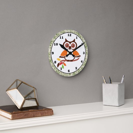 Ronde Horloge Chouette d'automne (Bureau)