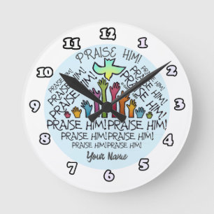 Ronde Horloge chrétienne Mains Louent Dieu