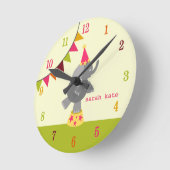Ronde Horloge Circus Elephant & drapeaux (Angle)