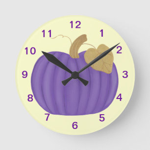 Ronde Horloge Citrouille violet feuille d'or