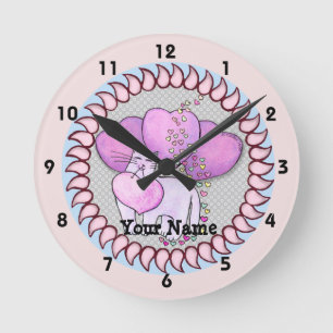 Ronde Horloge Coeur Amour Chat