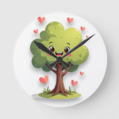 Ronde Horloge Coeurs Rouges Arbre (Recto)
