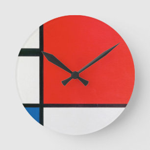 Ronde Horloge colorée, Piet Vintage Mondrian