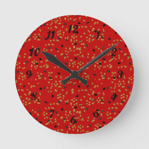 Ronde Horloge Confetti Red Graduation