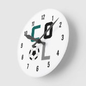 Ronde Horloge cool de soccer (verte) (Angle)