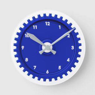 Ronde Horloge cool Garage bleu en forme d'engrenage