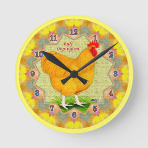 Ronde Horloge Coq Buff Orpington