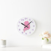 Ronde Horloge coréenne avec carte - violet et rose (Maison)