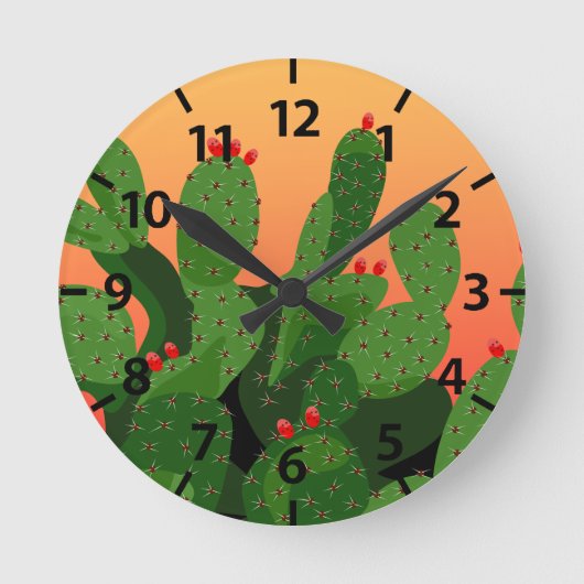 Ronde Horloge couché du désert de Prickly Pear Cactus (Recto)
