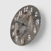 Ronde Horloge d'art de la faune du loup d'argent (Angle)
