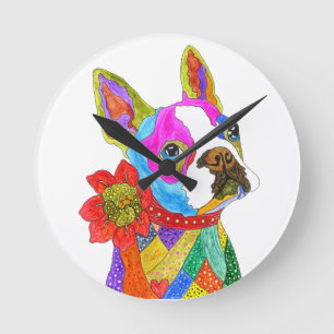 Ronde Horloge de Boston Terrier joli et coloré