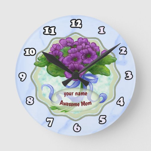 Ronde Horloge de Bouquet de maman géniale (Recto)