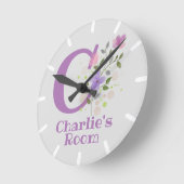 Ronde Horloge de chambre d'enfant avec le nom Charlie et (Angle)