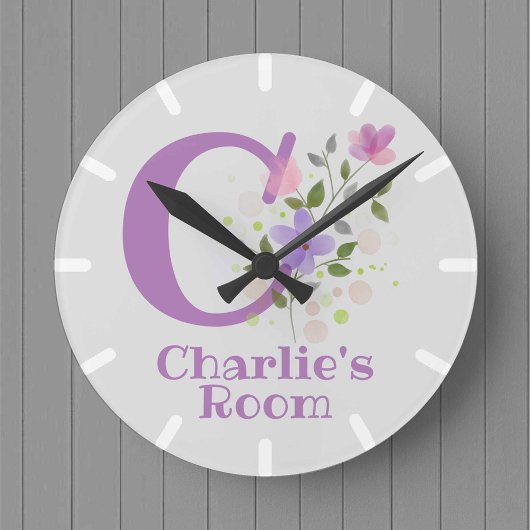Ronde Horloge de chambre d'enfant avec le nom Charlie et